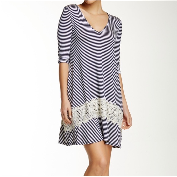 Anthropologie Everleigh Striped Lace Dress Size 8